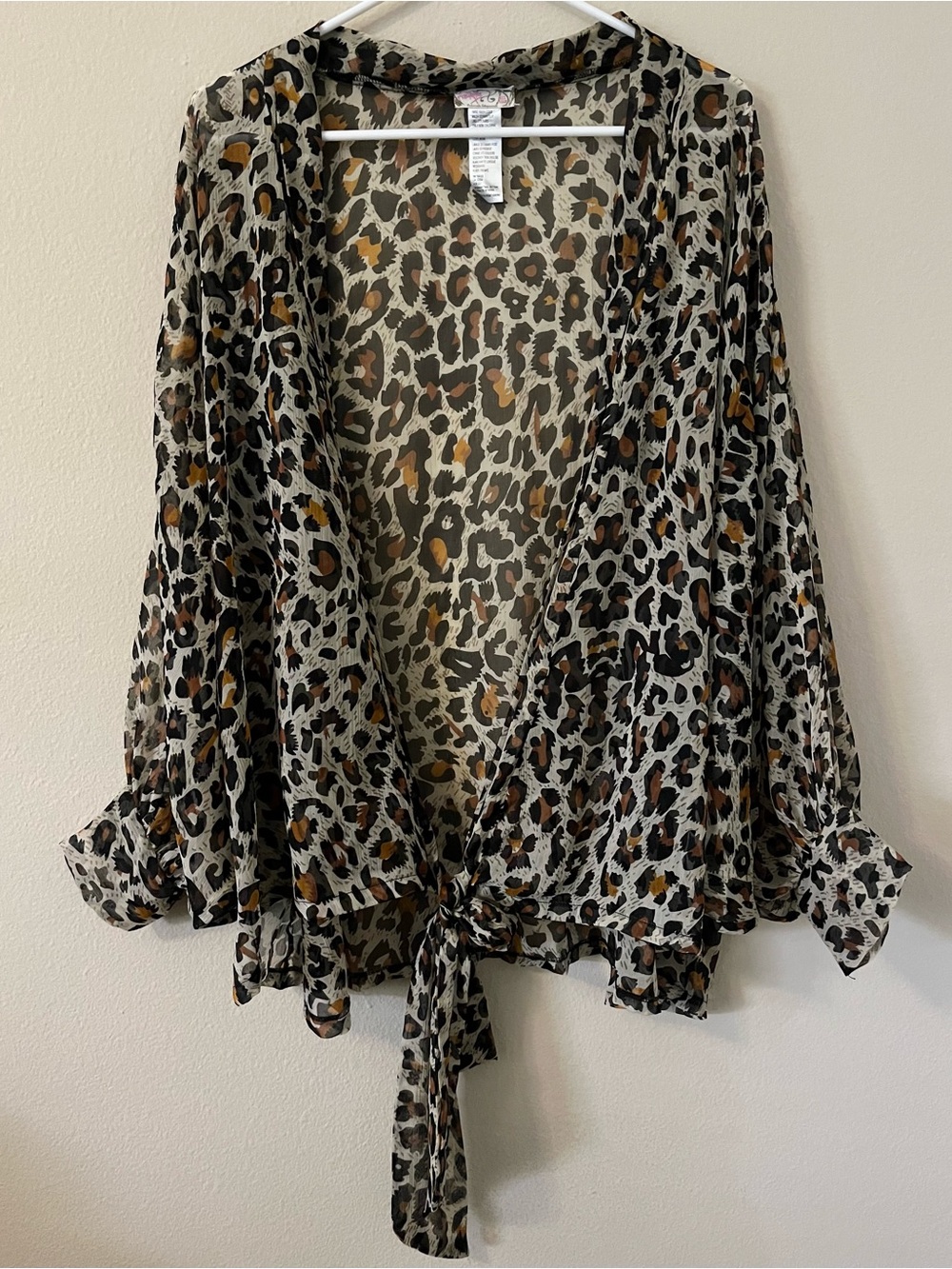 Free People Amazon Tie-Front Kimono Leopard Animal Print Womens one size